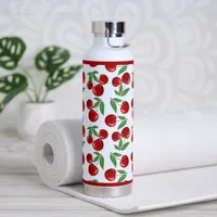 Red Cherries All Over Pattern Water Bottle