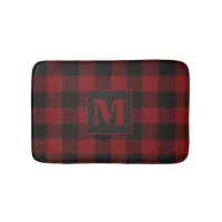 Buffalo Plaid Rustic Country Monogram Bath Mat