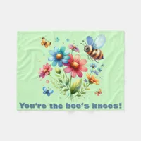 Floral Watercolor Monogram You're the Bee's Knees  Fleece Blanket