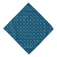 Nautical White Ships Anchor on Dark Blue Bandana