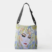 Surreal Swedish girl - watercolor painting Crossbody Bag