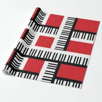 Piano Keys Musical Instrument Music Lover's Red Wrapping Paper