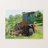 Orange Tractor on the Farm Jigsaw Puzzle