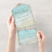 Beach String Lights Coastal Bridal Shower  All In One Invitation