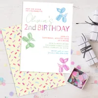 Pop On Over 2nd Birthday Balloon Dog Invite