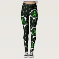 Lyme Disease Awareness Ribbons Leggings Black