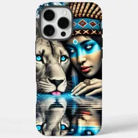 Native Indian Woman and Loyal Lion iPhone 16 Pro Max Case