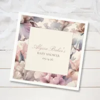 Elegant Floral Blush Modern Baby Shower Baby Girl Napkins