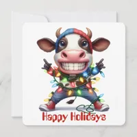 Funny Highland Cow Holiday Greeting Card