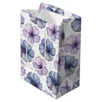 Floral Watercolor Pattern Lavender and Blue Medium Gift Bag