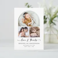 Love & Thanks | Modern Arch 3 Photos Baby Thank You Card
