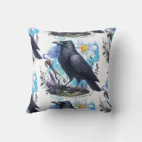 Watercolor Flowers Floral Raven Botanicals Throw Pillow