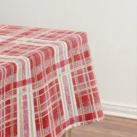 Red Gold Christmas Plaid Pattern#2 ID1009 Tablecloth