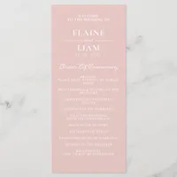 Simple Modern Minimalist Blush Wedding Program