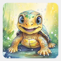 Cute Sea Turtle Square Sticker