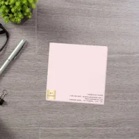 Business logo pink post-it notes