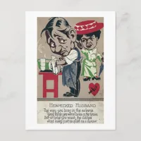 Vintage Hen Pecked Husband Postcard