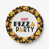 Kids Pizza Birthday Party Custom Name Paper Plates