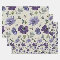 Pretty Watercolor Flowers Wrapping Paper Sheets