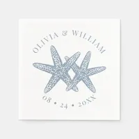 Starfish Beach Wedding Coastal Dusty Blue  Napkins