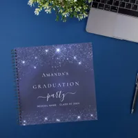 Guest book graduation navy blue glitter 2025