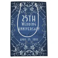 Elegant Classy Blue and Silver Wedding Anniversary Medium Gift Bag