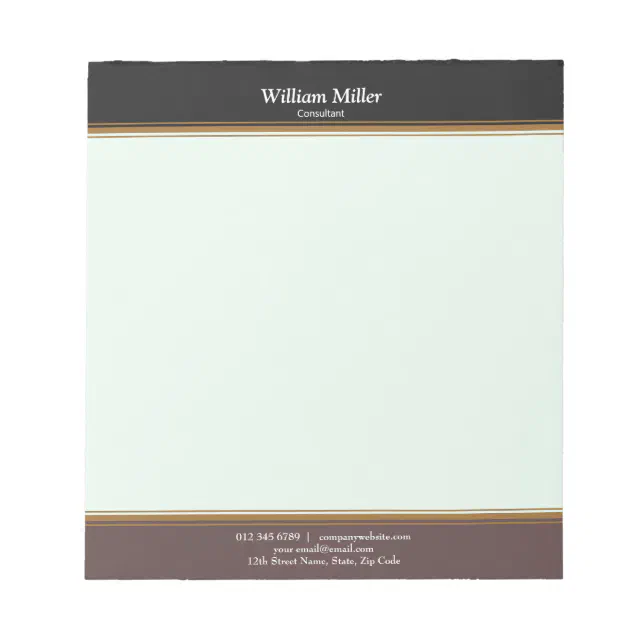 Modern Minimalist Black Brown Stripes Notepad