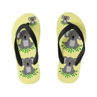 Cute koala with eucalyptus kids  kid's flip flops