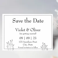 Modern Minimalist Black & White Monogram Save The Date