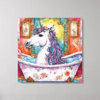 Adorable Unicorn in the Bath Canvas Print