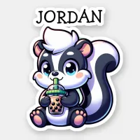 Cute Kawaii Skunk with Bubble Tea Personalized  Sticker