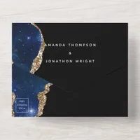 Galaxy Agate Stone Wedding All In One Invitation