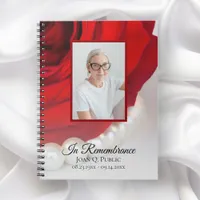 Red Rose Flower Pearls Funeral Memorial Guest Book