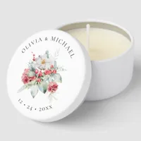 Elegant Christmas Wedding Watercolor Floral Mini Candle Favors