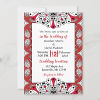 Red, Black and White Mandala Wedding Invitations