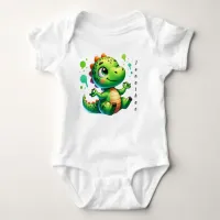 Green Dinosaur  Baby Bodysuit