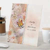 Butterfly Pearl Heart Floral Serenity Rose Wedding Pedestal Sign