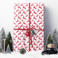 Red Jumping Deer Christmas Wrapping Paper