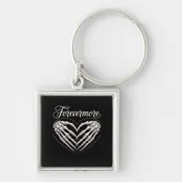 More Skeleton Hands Heart Gothic Halloween Keychain