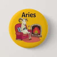 cute Aries the Ram zodiac star constellation Button