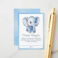 Blue Elephant Diaper Raffle Card – Cute Watercolor