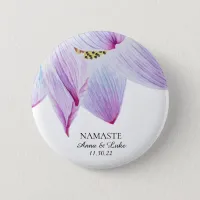 *~* Namaste Pink Blue Magenta Lotus Button