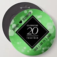 Elegant 20th Emerald Wedding Anniversary Button