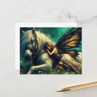 Gorgeous Fairy asleep on a horse Postcard