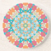 Flower of Life Mandala Bright Coaster