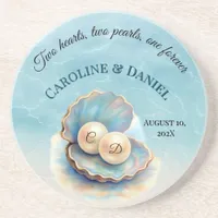 Beach Wedding Pearls Shell Elegant Ocean Theme  Gi Coaster