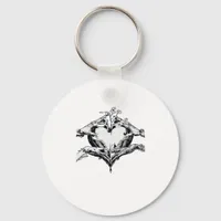 Protecting A Heart  - Skeleton Hand Heart Keychain