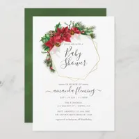 Watercolor Floral Christmas Geometric Baby Shower Invitation