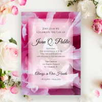 Pink Peony Flowers Celebration of Life Memorial Invitation