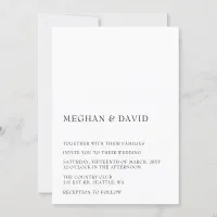 Simple Elegant Minimal Modern Black Wedding  Invitation